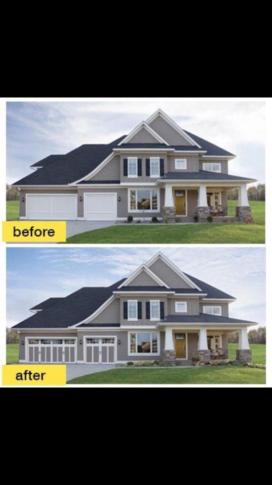 Before and After Photo of Garage Door