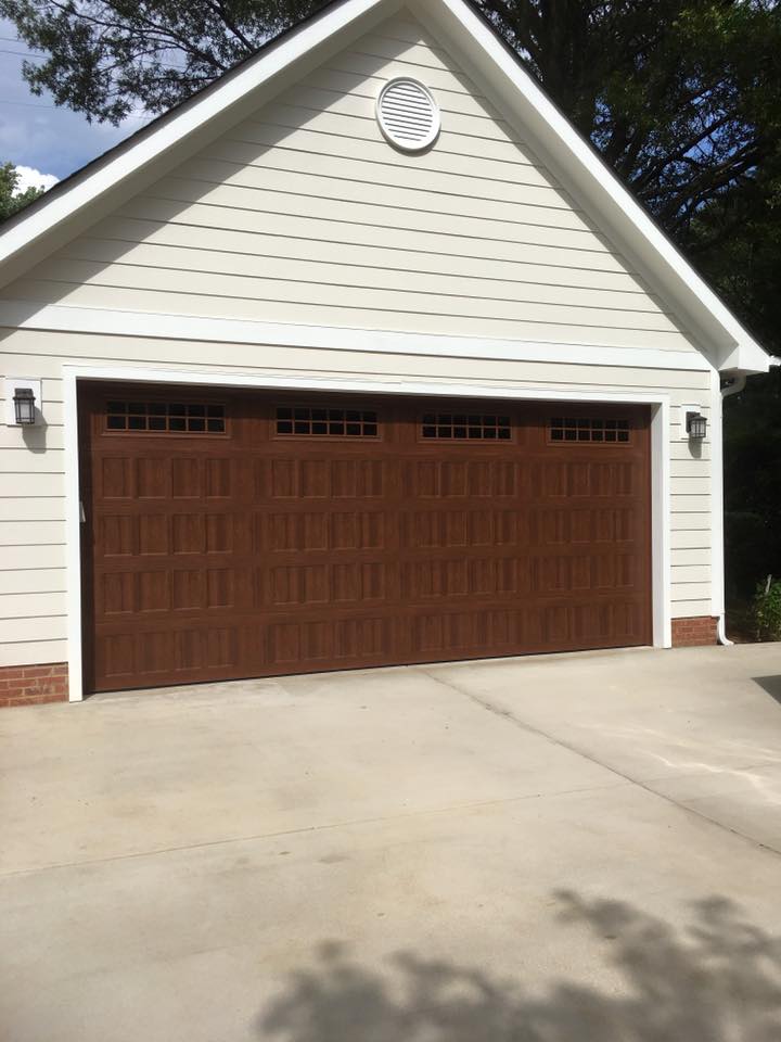 Brown Single Door Garage with Windows