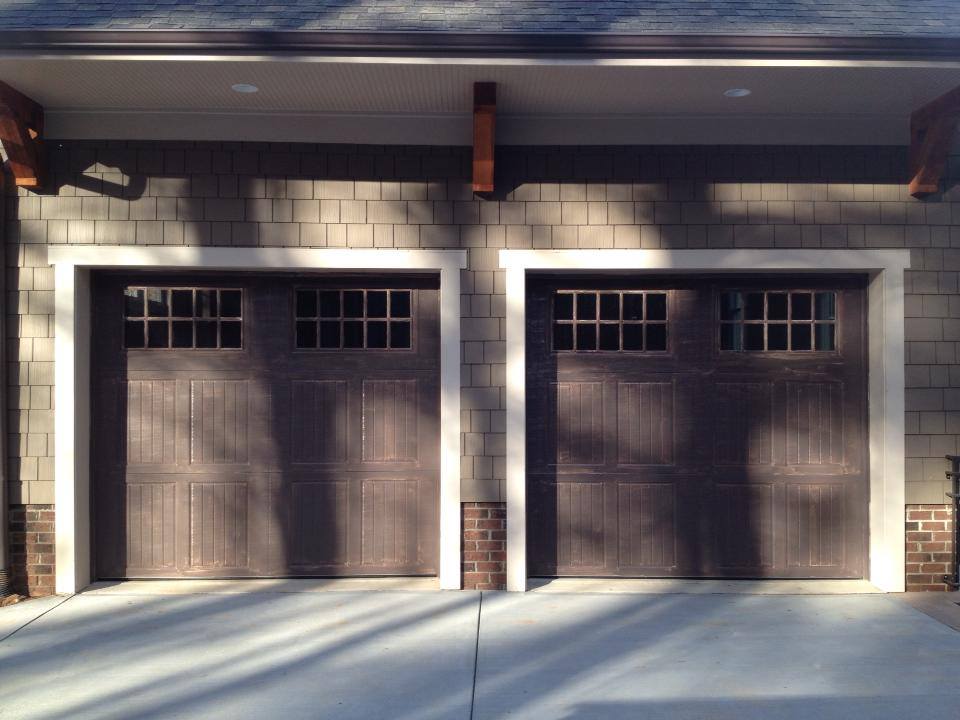 Brown Double Door Garage with Windows