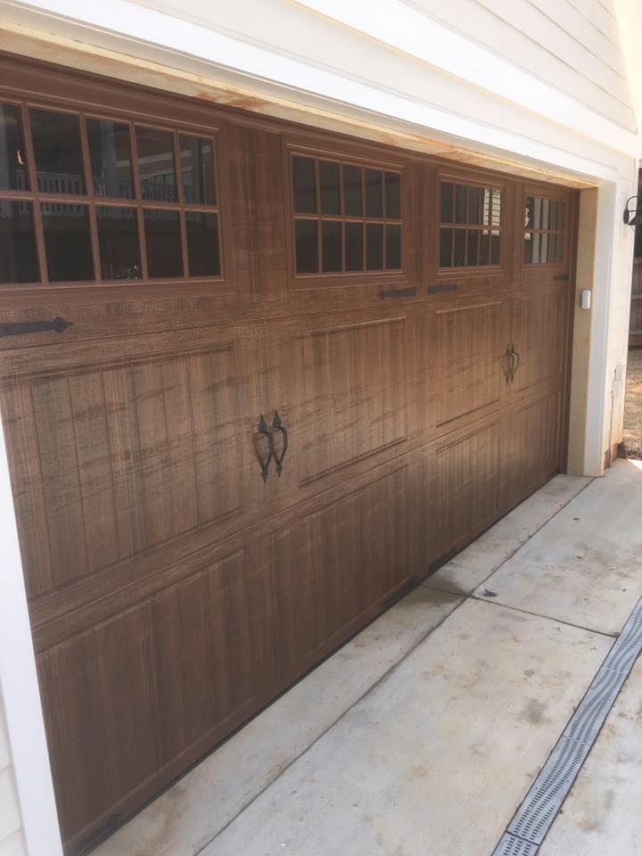 Brown Double Door Garage with Windows