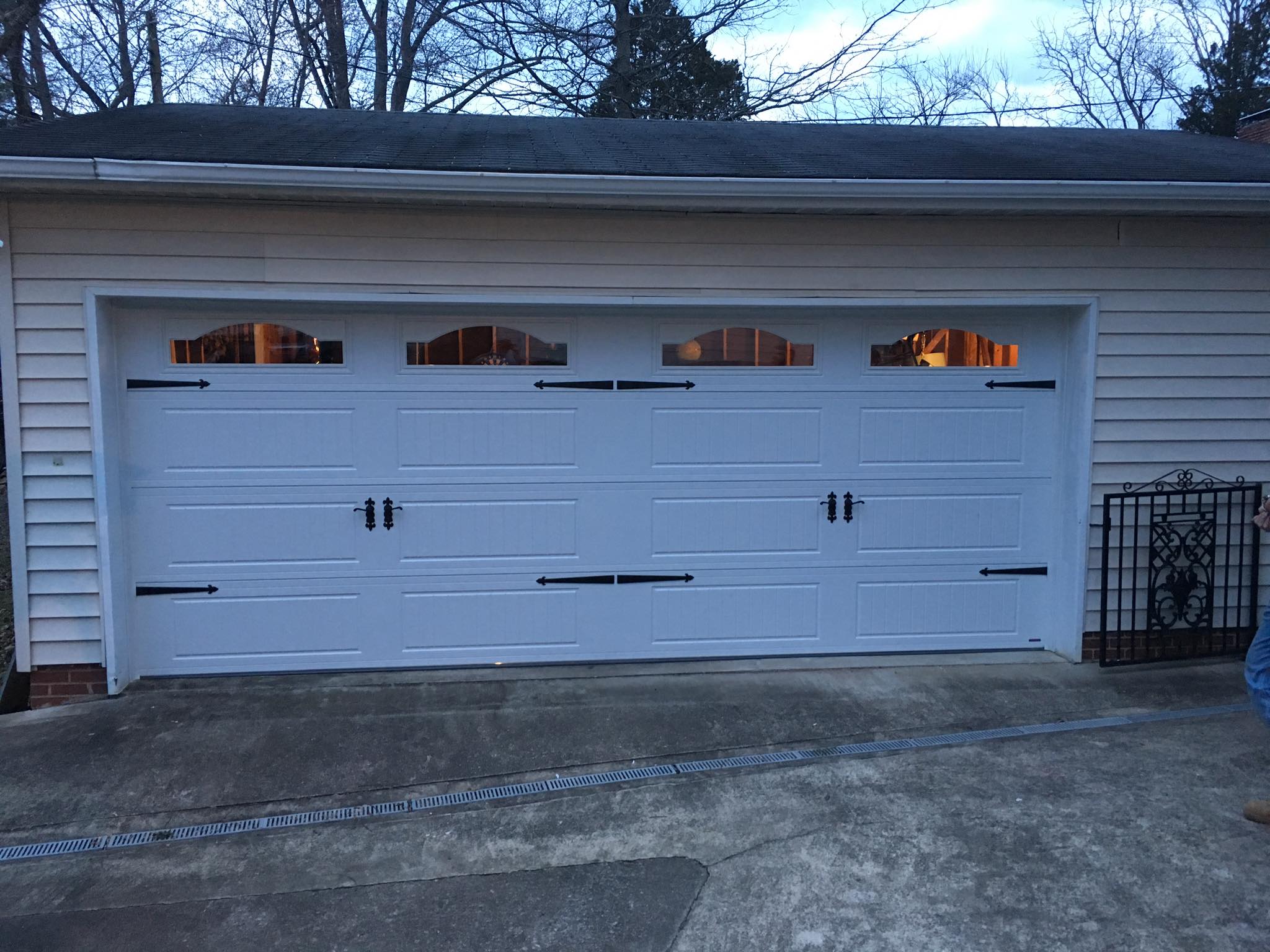 White Double Door Garage with Windows